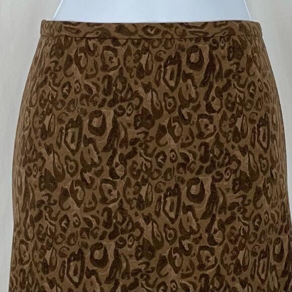 LOFT Brown & Tan Animal Print 100% Wool Career Office Skirt NWOT Size 14 - Picture 2 of 13